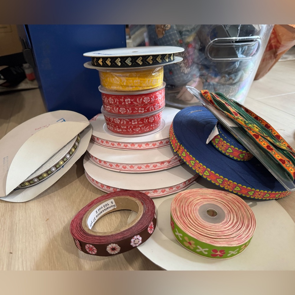 3 batches of assorted ribbon.